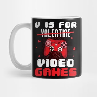 V is for valentine video Gamer Valentines For Kids Men Women Mug